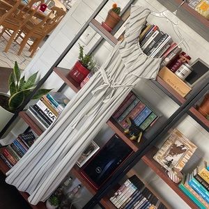 Black and white off the shoulder maxi dress